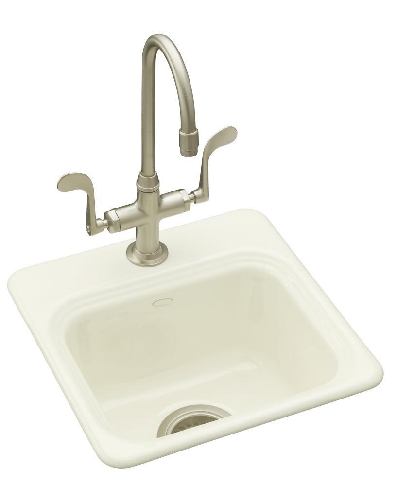 KOHLER Biscuit 2 Hole Top Mount Single Bowl Bar Sink 