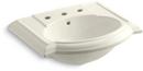 24-1/8 in. Rectangular Vitreous China Pedestal Bathroom Sink in Biscuit