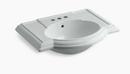 3-Hole Bathroom Oval Lavatory Sink with 4 in. Faucet Centerset in Ice Grey