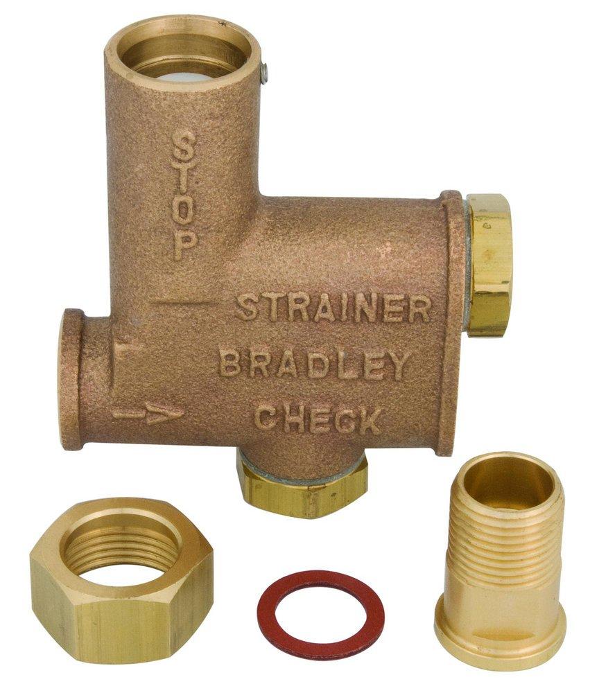 Bradley Corporation Gold Valve with Tailpieces, Nuts and Washers 
