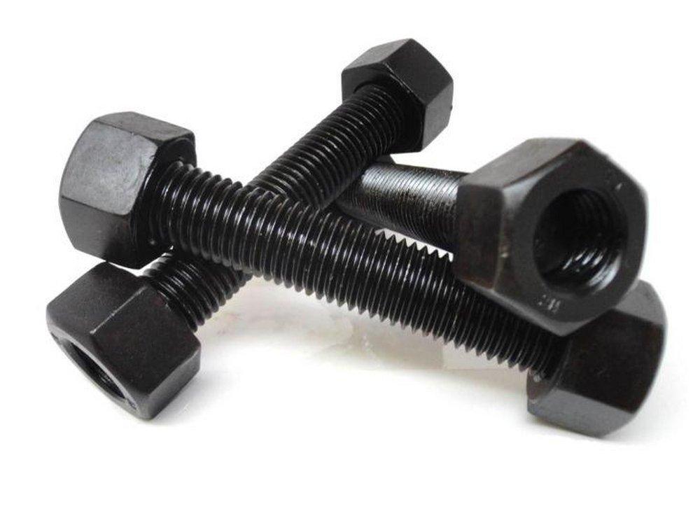 Black 5/8 in. Alloy Steel and Carbon Steel Stud and Double Hex Nut 