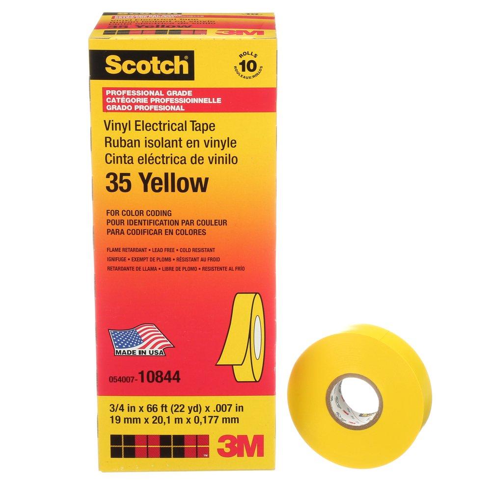 3M&trade; Scotch&reg; Yellow 3/4 in. Electric Insulation Tape in Red 