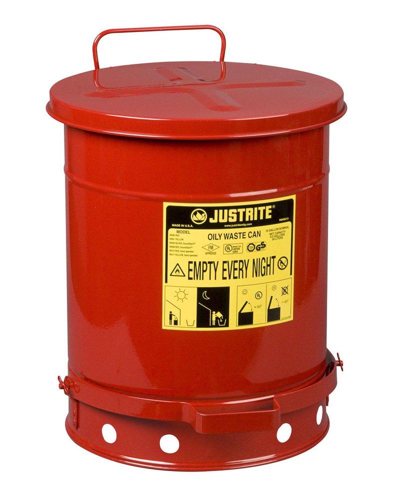 Justrite Red 10 gal Oily Waste Can in Red 
