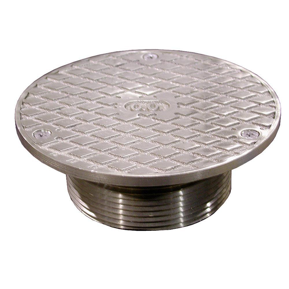 3 in. Threaded Cleanout Spud with 5 in. Round Nickel Bronze Cover 