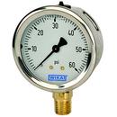 WIKA Stainless Steel 1/4 in. 30 psi Brass Fill Pressure Gauge in Stainless Steel 