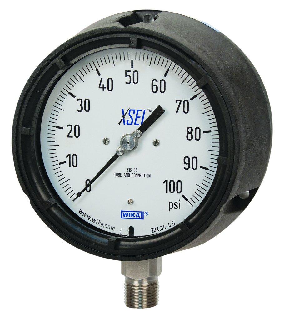 WIKA Black 4-1/2 x 1/2 in. MNPT Plastic and Stainless Steel Pressure Gauge 
