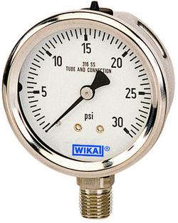 2-1/2 x 1/4 in. 30 psi Stainless Steel Lower Mount Fill Pressure Gauge in Stainless Steel