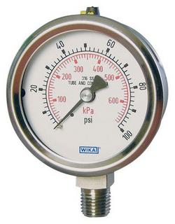 2-1/2 x 1/4 in. 300 psi Liquid Filled Lower Mount Pressure Gauge in Stainless Steel