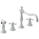 4-Hole Kitchen Faucet with Double Cross Handle and Sidespray in Satin Nickel - PVD
