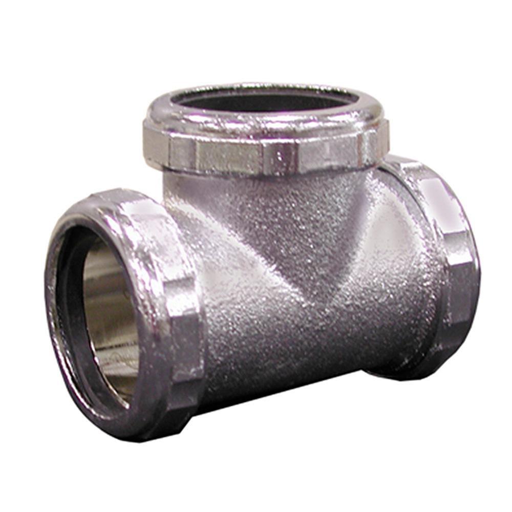Jones Stephens Chrome Plated Slip Joint Brass Tee in Chrome 