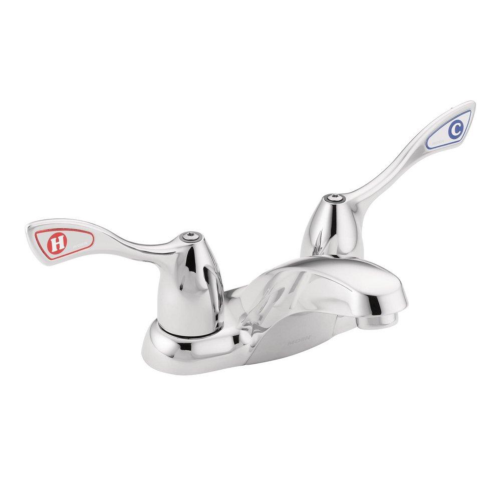 Moen Chrome Two Handle Centerset Bathroom Sink Faucet 