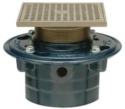 3 in. Neo Loc&trade; Cast Iron Floor Drain with 6 in Square Nickel Bronze Strainer