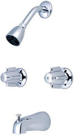 Two Handle Single Function Bathtub & Shower Faucet in Polished Chrome