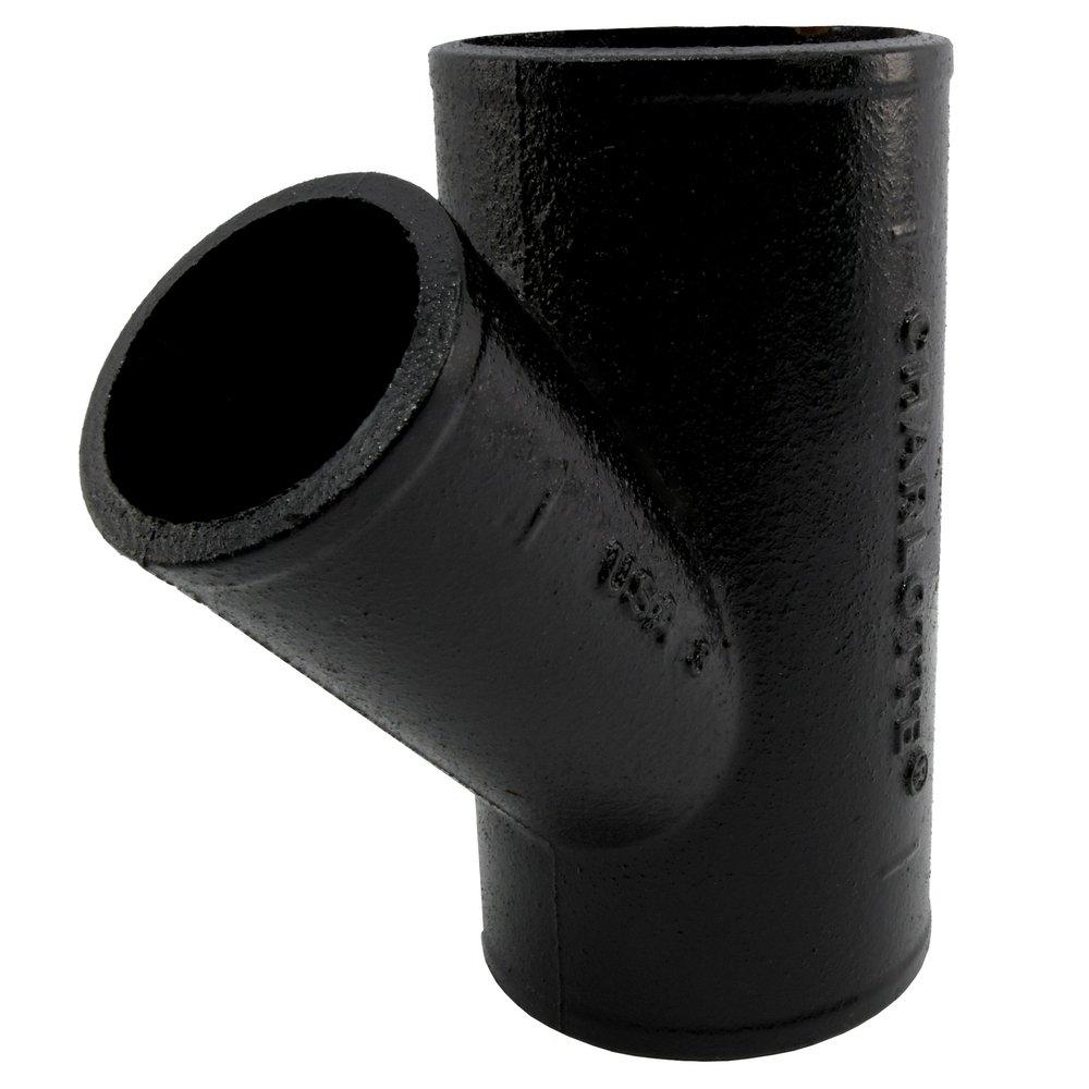 Black No Hub Cast Iron Reducing Wye 