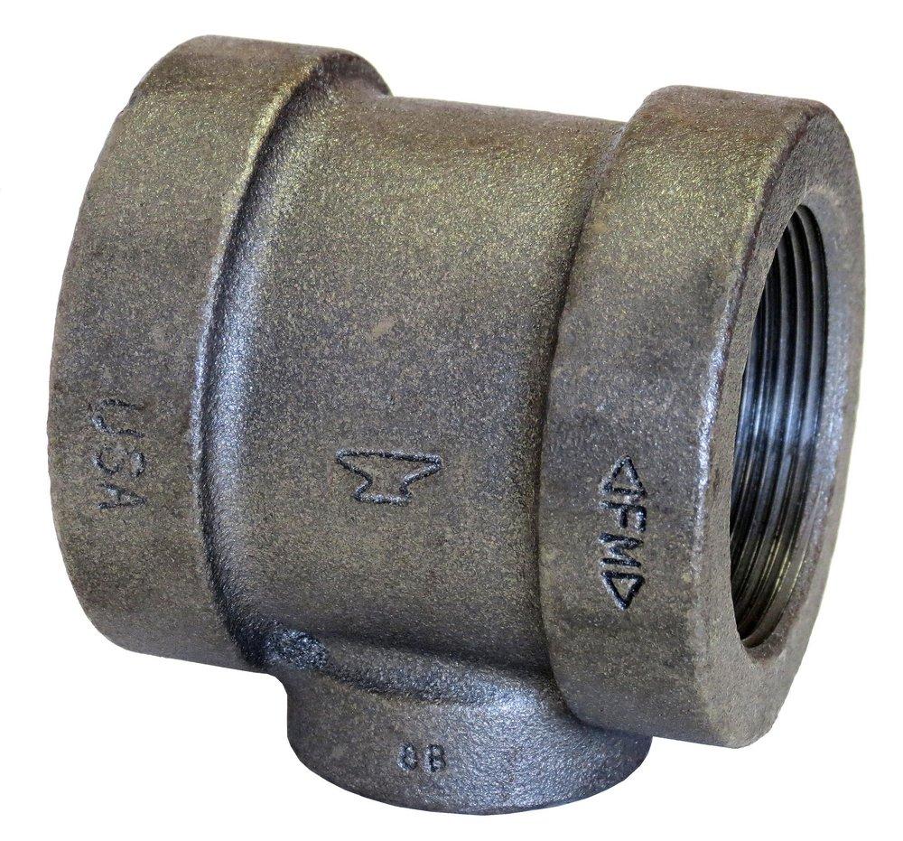 3 x 3 x 3/4 in. Threaded 125# Black Cast Iron Reducing Tee 