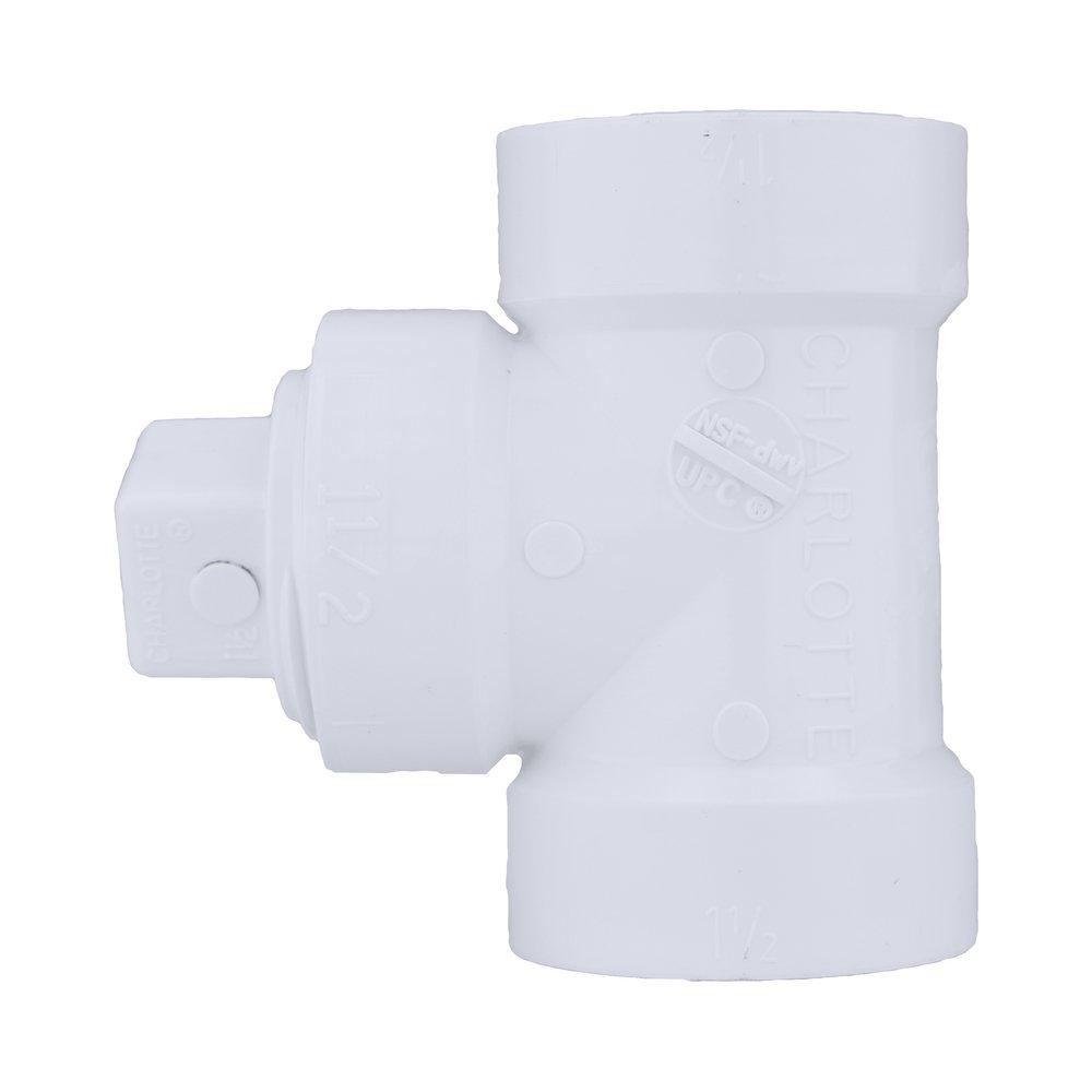 White PVC DWV Cleanout Tee with Plug 