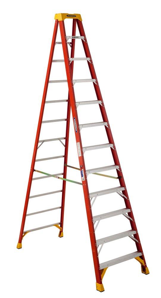 Werner Ladder Orange 115 in. Single Sided Fiberglass Step Ladder 