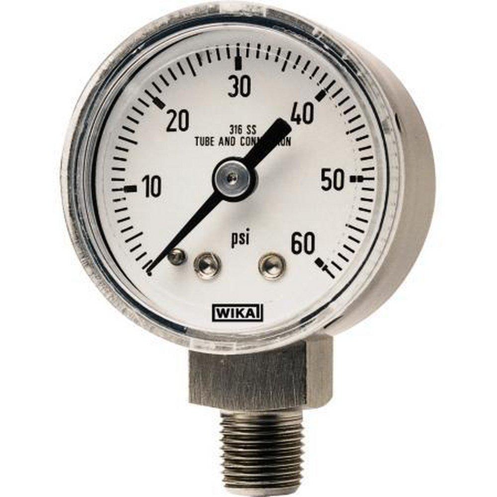 WIKA Stainless Steel 2 Stainless Steel 0-100# 1/4 Center Back Mount Gauge 