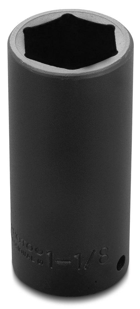 Stanley-Proto Black Oxide 1-1/8 x 1/2 in. 6 pt Socket Import Drive Deep 