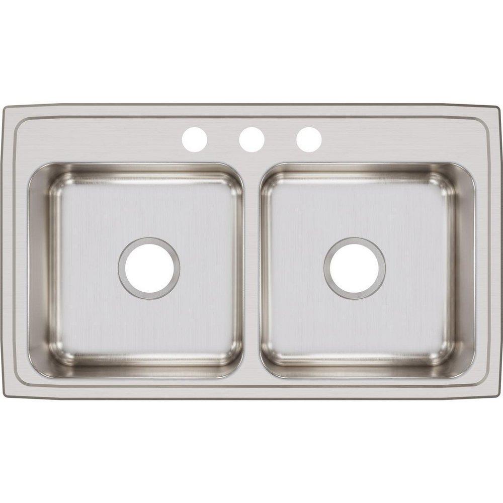 Elkay Lustrous Satin 33 x 19-1/2 in. Stainless Steel Double Bowl Drop-in Kitchen Sink in Lustrous Satin 