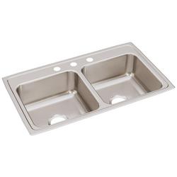 33 in. Drop-in Stainless Steel Double Bowl Kitchen Sink in Lustrous Satin