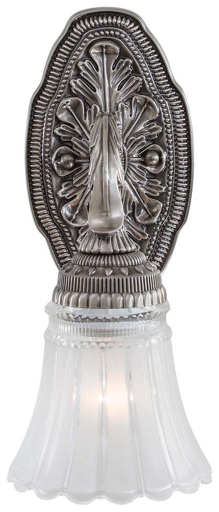 Minka Lavery Brushed Nickel 100W 1-Light Bath Bar Wall Light with Etched and Clear Glass 