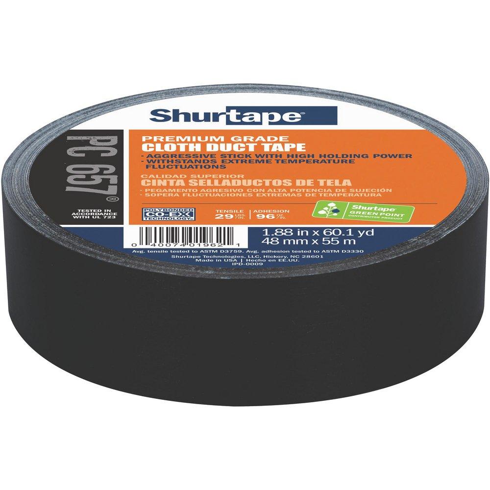 Shurtape Black 2 in. x 60 ft. Pc657 Pro Grade Duct Tape 