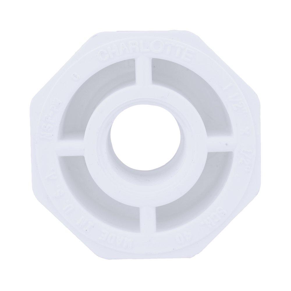 White PVC Schedule 40 Female Bushing 