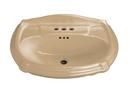 3-Hole Pedestal Rectangular Bathroom Sink with 4 in. Faucet Centerset and Center Drain in Mexican Sand