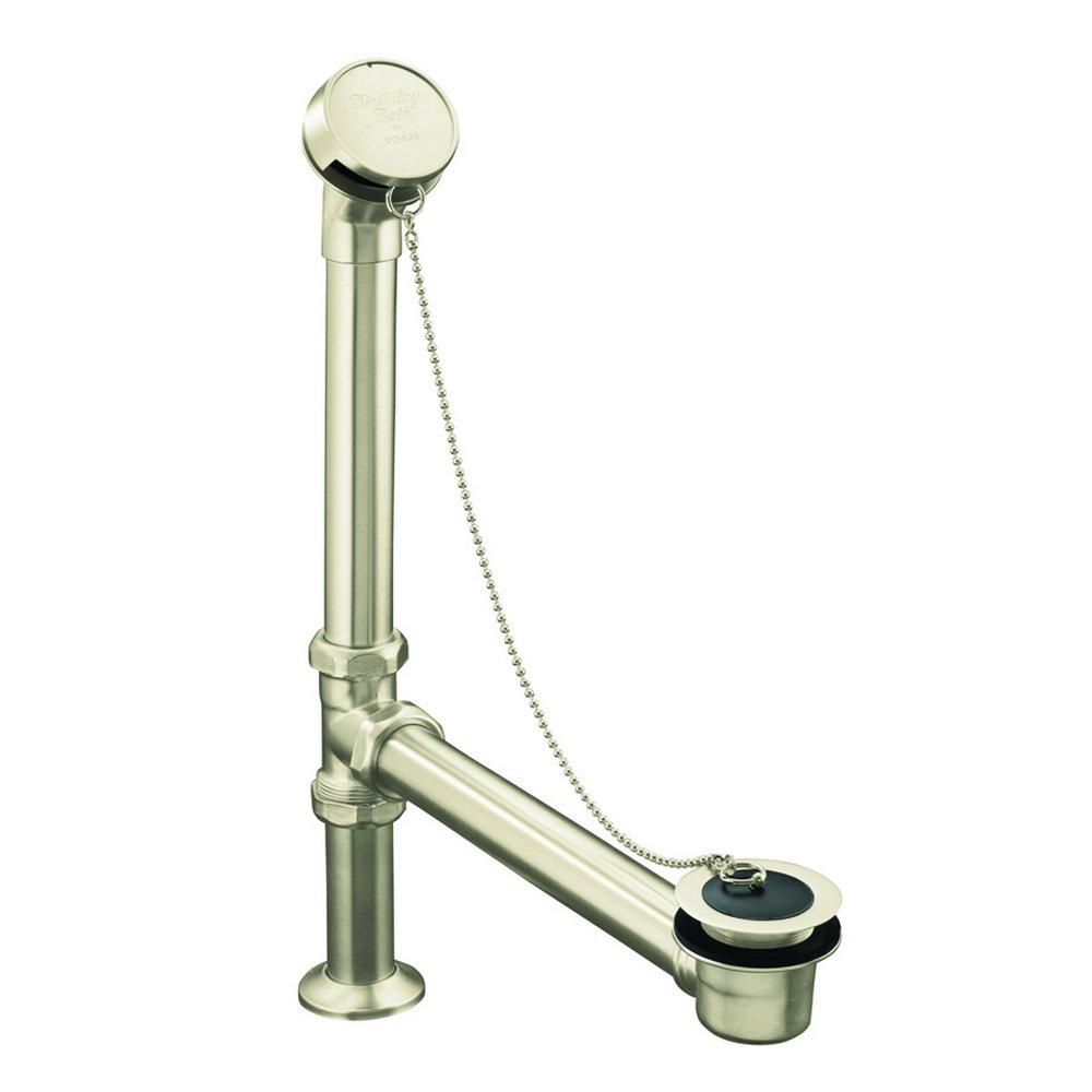 KOHLER Vibrant Brushed Nickel Bath Drain, Chain and Rubber Stopper 