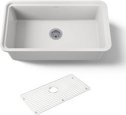 33 in. Undermount Fireclay Single Bowl Kitchen Sink in White