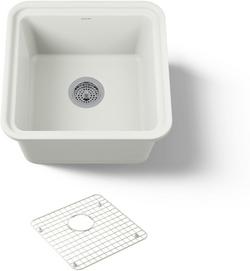 18 in. Undermount Fireclay Single Bowl Bar Sink in Dune