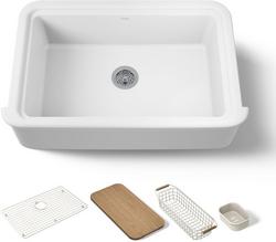 36 in. Undermount Farmhouse Fireclay Single Bowl Workstation Kitchen Sink in White