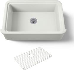 36 in. Undermount Farmhouse Fireclay Single Bowl Kitchen Sink in Dune