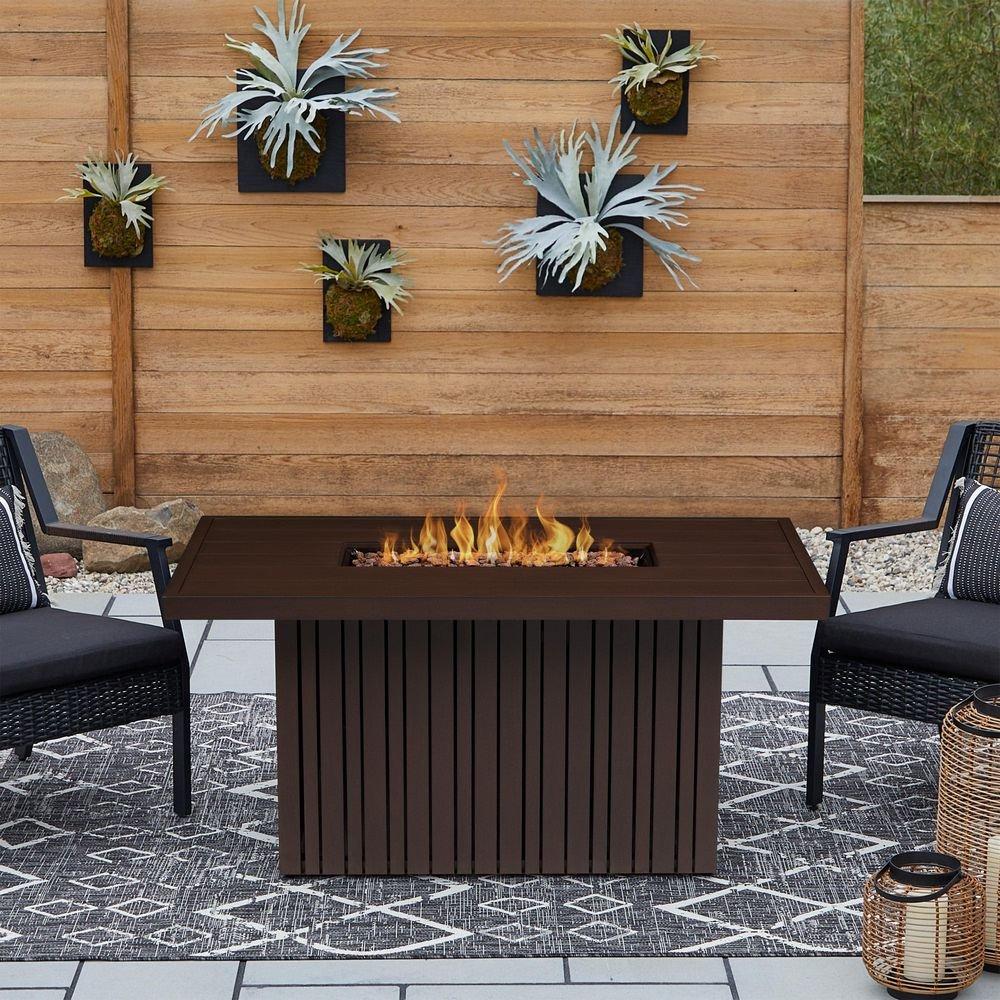 Calvin 52"" Rectangle Metal Propane Fire Pit Table With Hidden Tank in Bronze Coral by Real Flame 