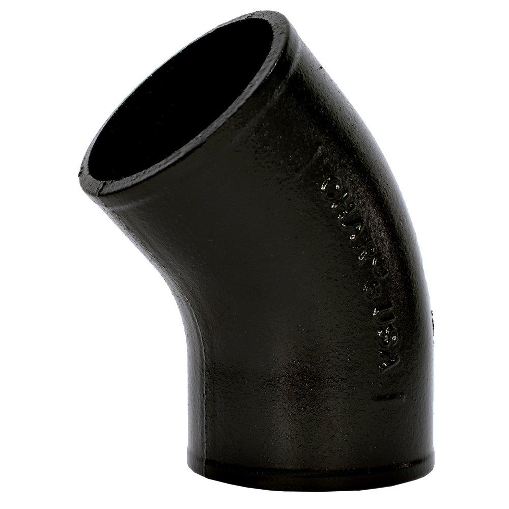 Black No Hub 45 Degree Cast Iron 1/8 Bend 