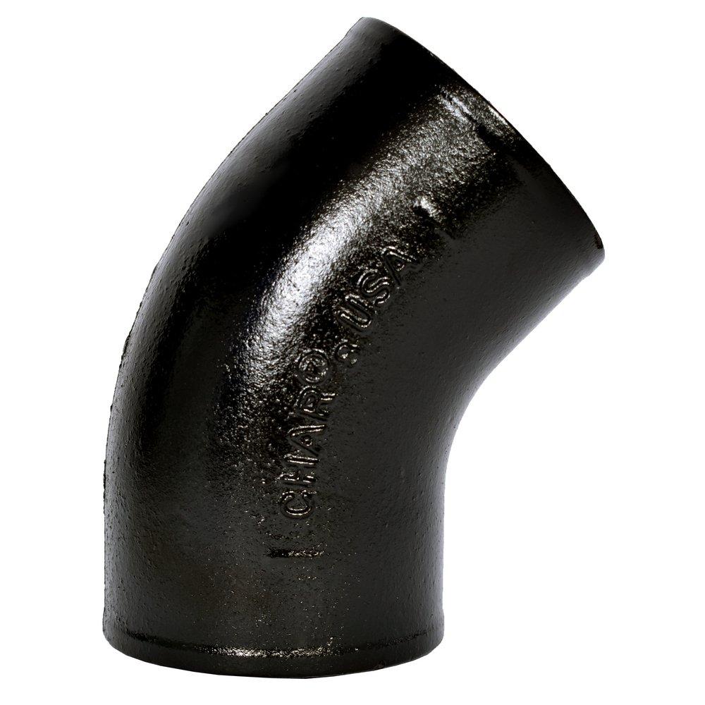 Black No Hub 45 Degree Cast Iron 1/8 Bend 