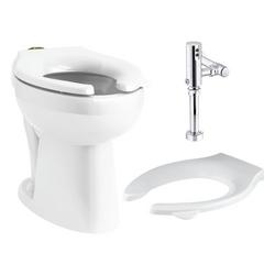 Elongated Floor Mount Flush Valve Toilet Bundle