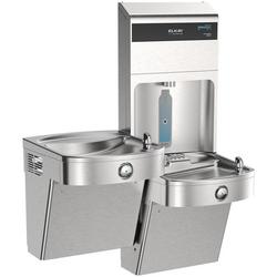 Elkay Pro Filtration Vandal Resistant Connected Bottle Filling Station&BiLevel ADA Cooler Refrig Ultra-Cap Lead Rd SS