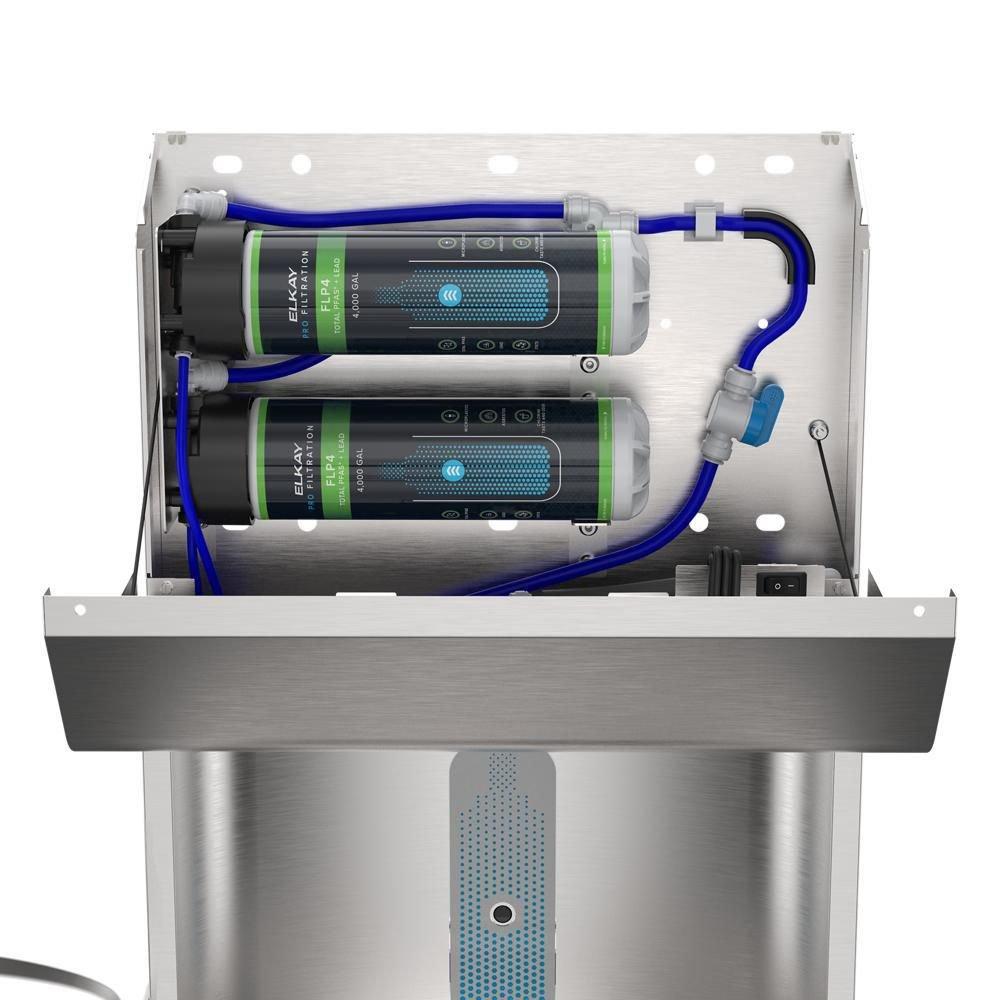 Elkay Pro Filtration Vandal Resistant Connected Bottle Filling Station&BiLevel ADA Cooler Refrig Ultra-Cap Lead Rd SS 