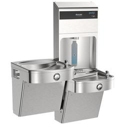 Elkay Pro Filtration Vandal Resistant Connected Bottle Filling Station&BiLevel ADA Cooler Refrig Ultra-Cap Lead Rd SS