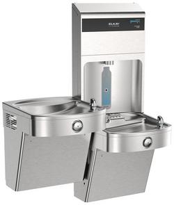 Elkay Pro Filtration Vandal Resistant Connected Bottle Filling Station&BiLevel ADA Cooler Refrig Ultra-Cap Lead Rd SS