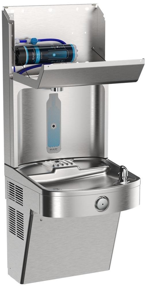 Elkay Pro Filtration Vandal Resistant Connected Bottle Filling Station&Sgl ADA Cooler Refrig Ultra-Capacity Lead Rd SS 