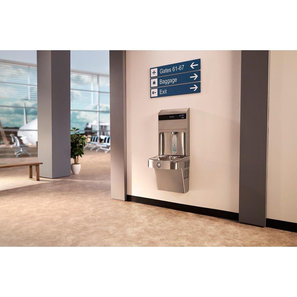 Elkay Pro Filtration Vandal Resistant Connected Bottle Filling Station&Sgl ADA Cooler Refrig Ultra-Capacity Lead Rd SS 