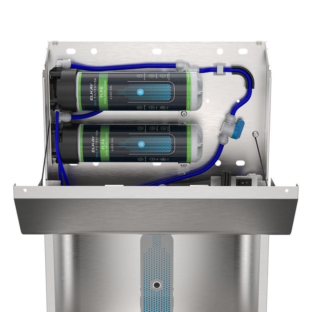 Elkay Pro Filtration Vandal Resistant Connected Bottle Filling Station&Sgl ADA Cooler Refrig Ultra-Capacity Lead Rd SS 