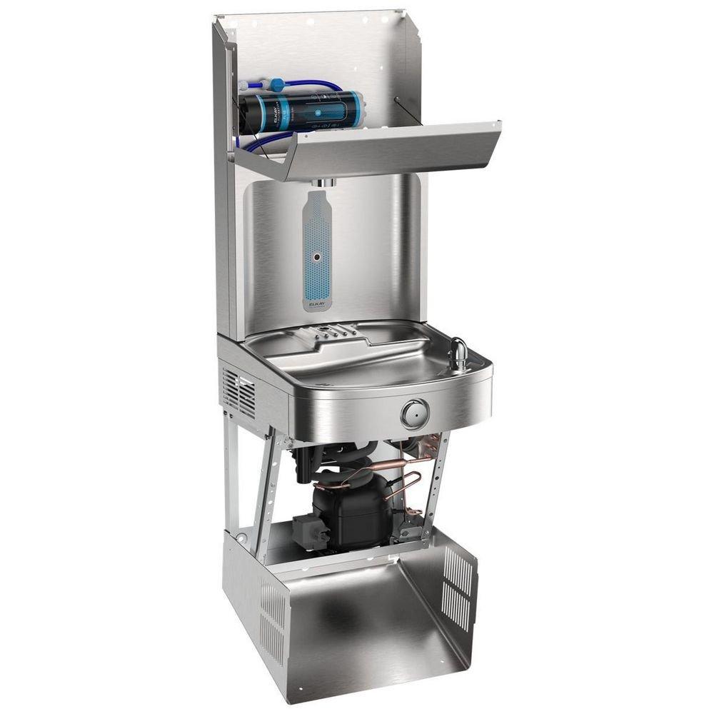 Elkay Pro Filtration Vandal Resistant Connected Bottle Filling Station&Sgl ADA Cooler Refrig Ultra-Capacity Lead Rd SS 