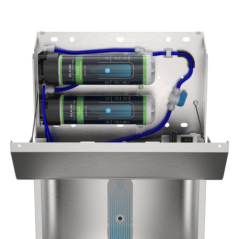 Elkay Pro Filtration Vandal Resistant Connected Bottle Filling Station&Sgl ADA Cooler Refrig Ultra-Capacity Lead Rd SS 