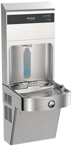 Elkay Pro Filtration Vandal Resistant Connected Bottle Filling Station&Sgl ADA Cooler Refrig Ultra-Capacity Lead Rd SS
