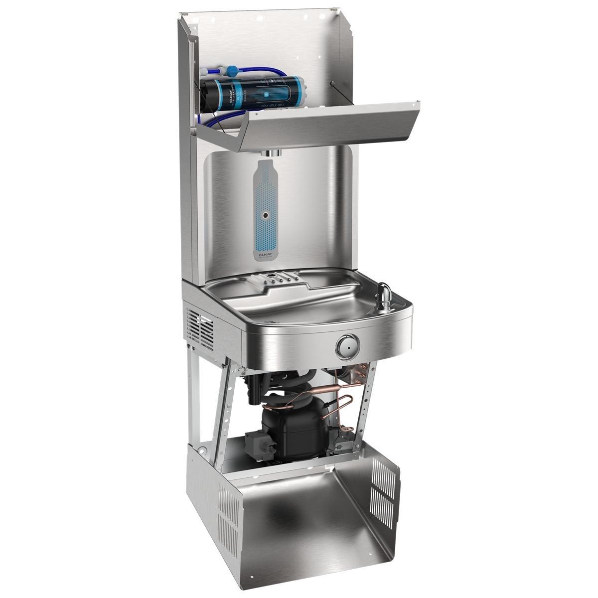 Elkay Pro Filtration Vandal Resistant Connected Bottle Filling Station&Sgl ADA Cooler Refrig Ultra-Capacity Lead Rd SS 