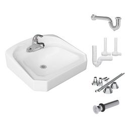 Wall Mount Bathroom Sink with Centerset Faucet Bundle